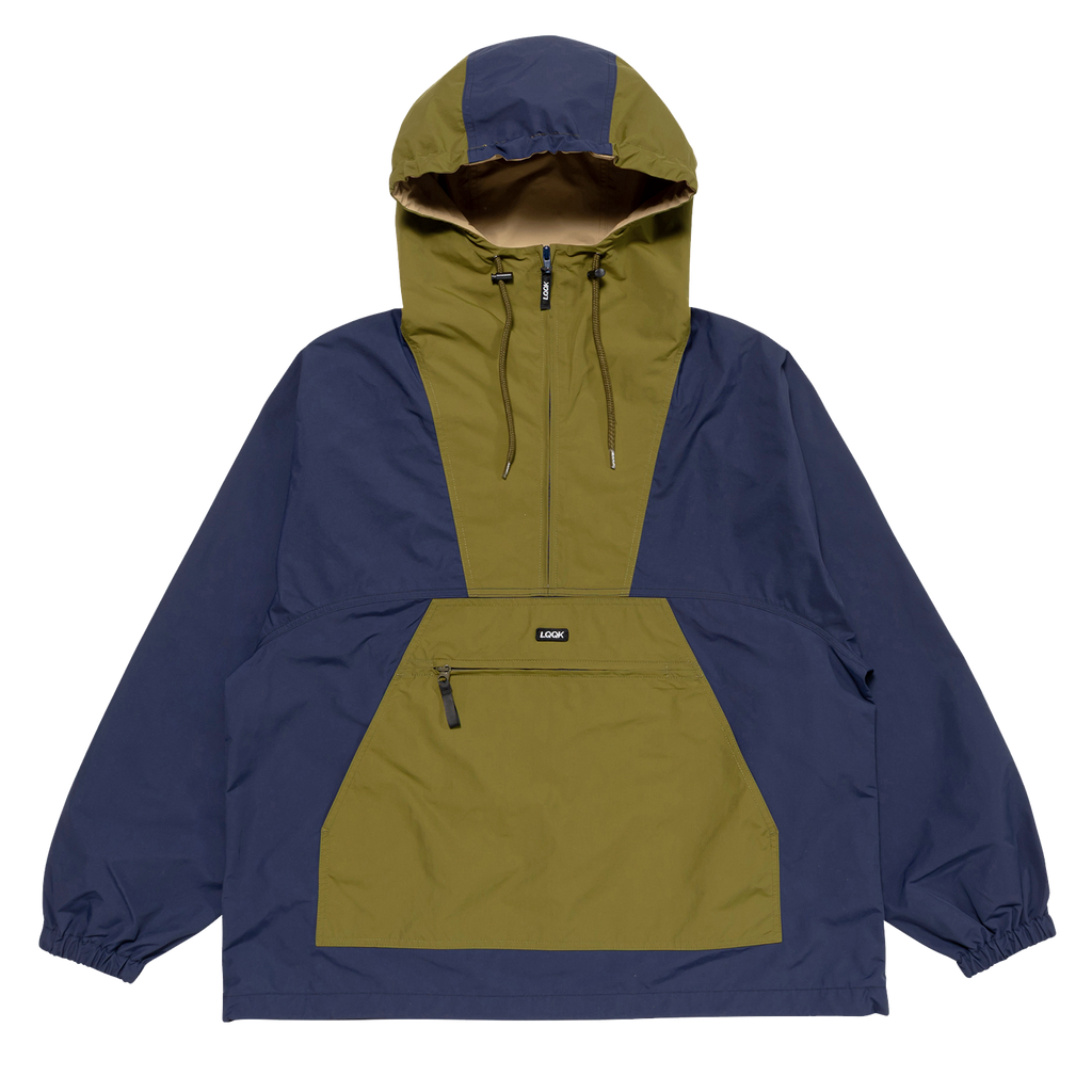 NYLON ANORAK HOODIE - Navy/Green