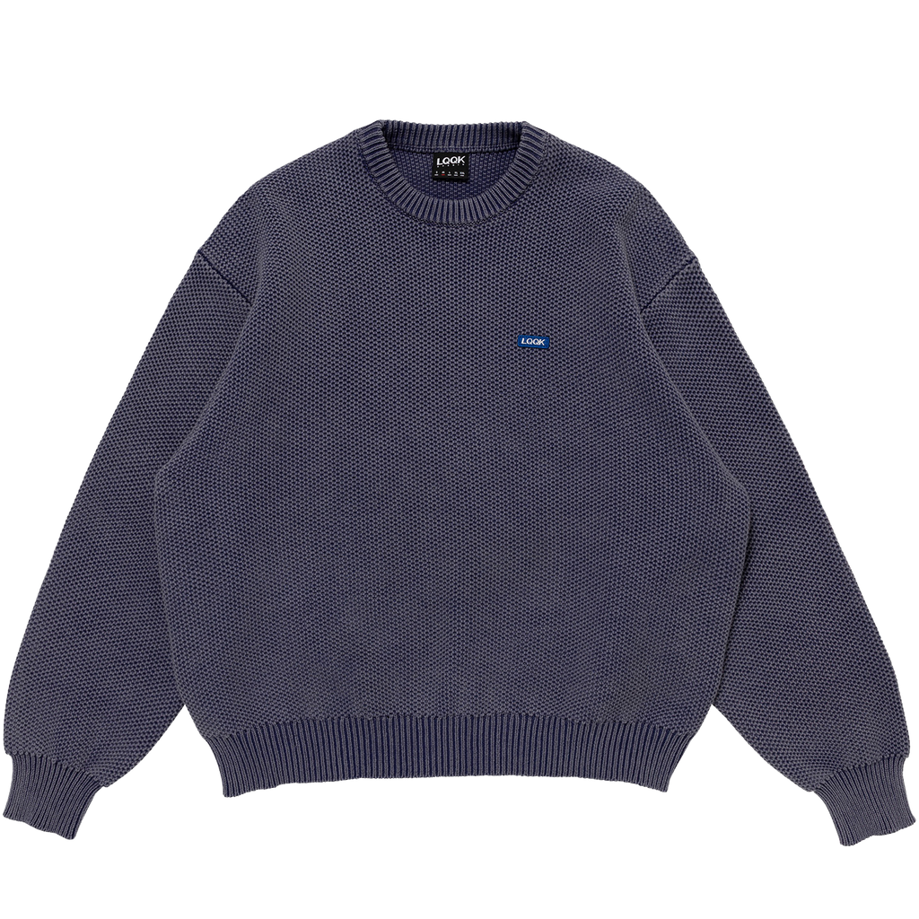 Waffle Knit Sweater - Faded Navy
