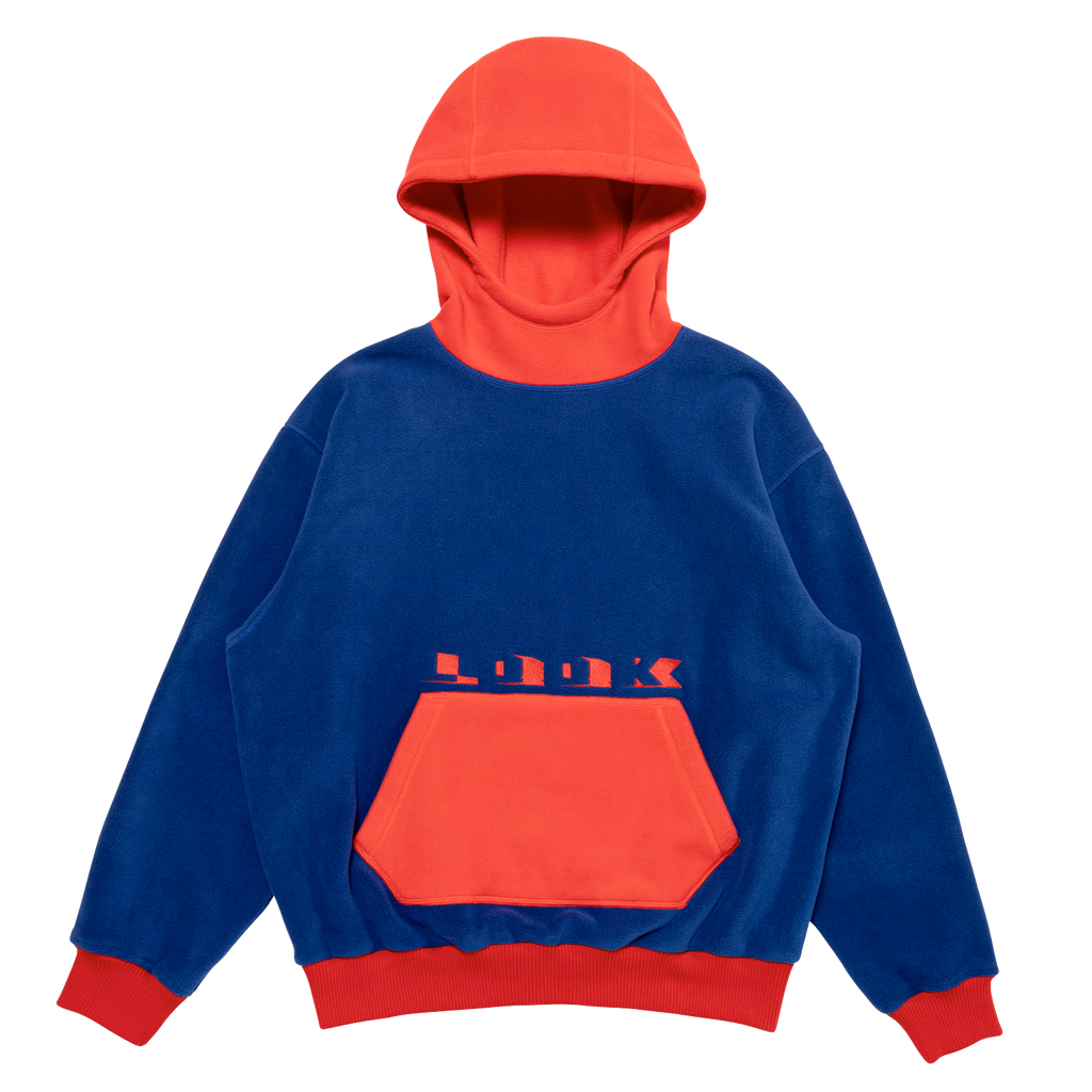 POLAR FLEECE HOODIE - Blue/Red