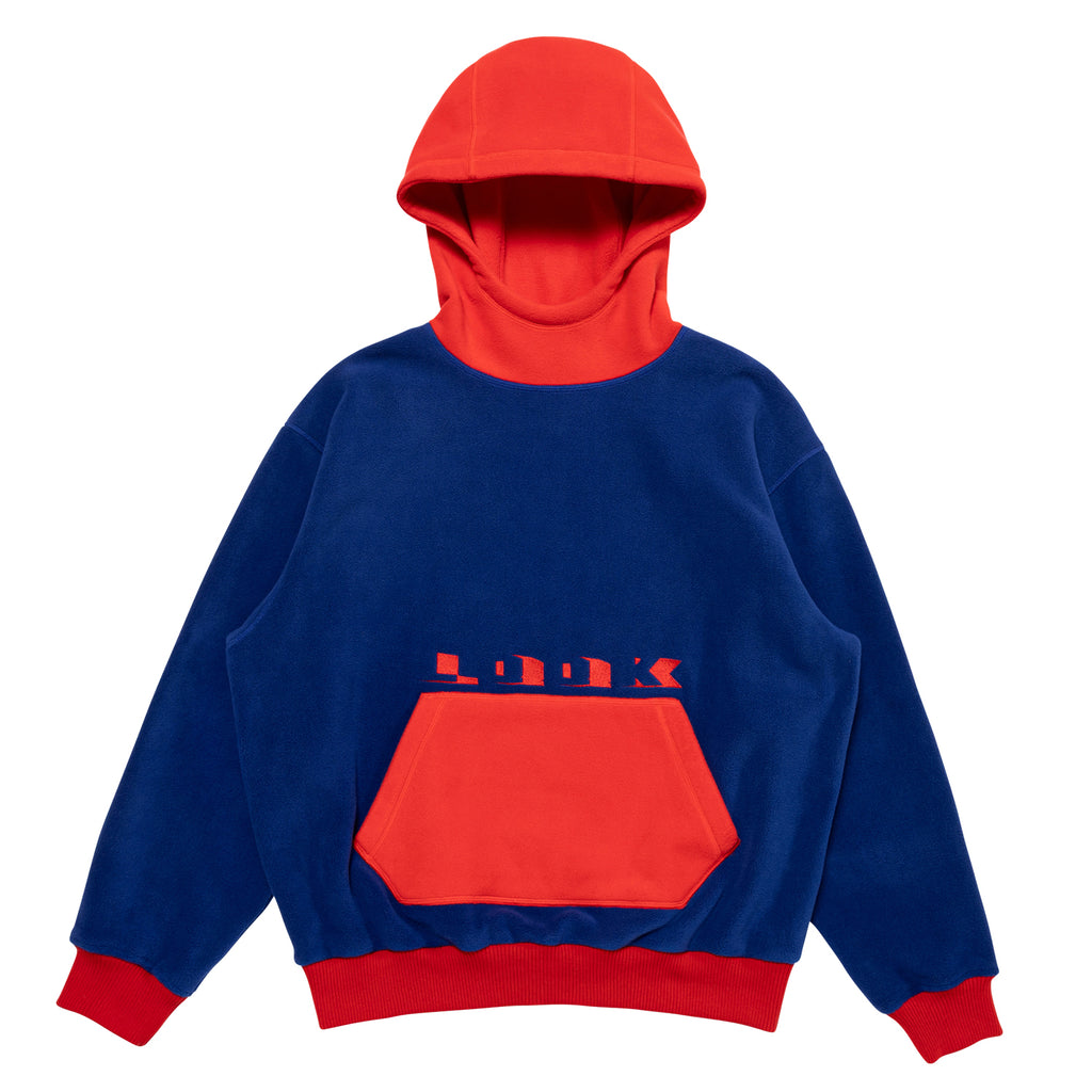POLAR FLEECE HOODIE - Blue/Red