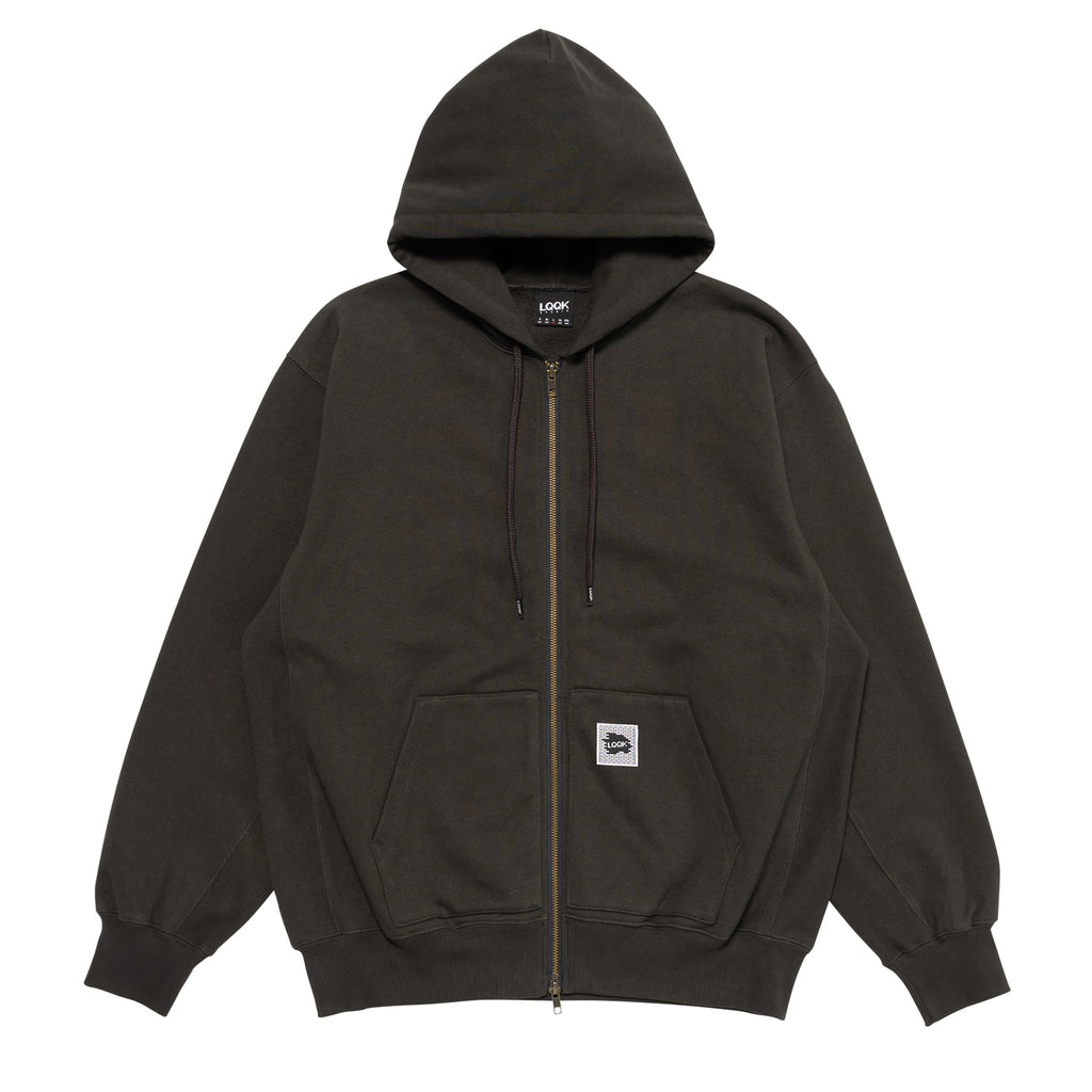 BRICK LOOP TERRY ZIP HOODIE - Washed Black