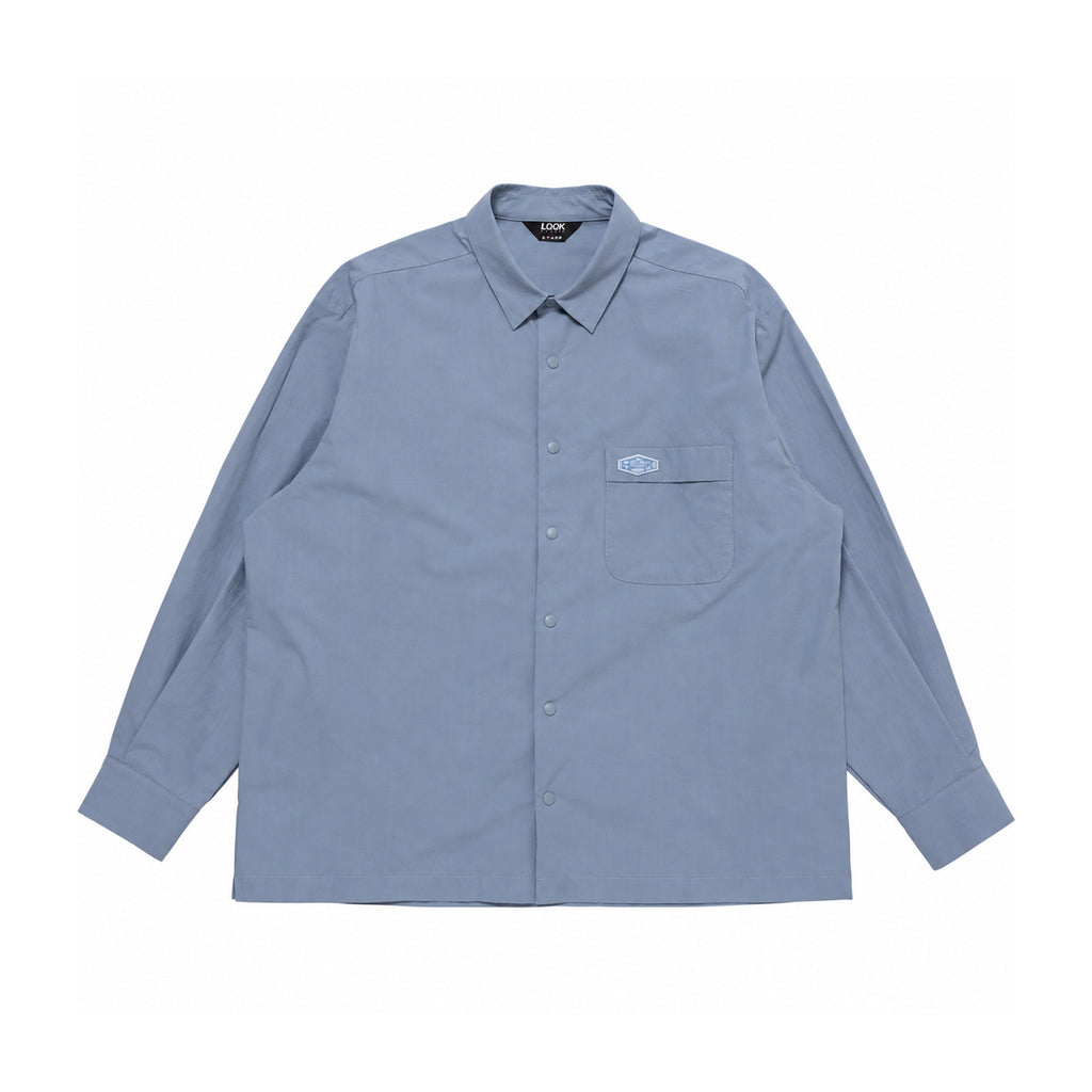 Snap Button Typewriter shirt - Pale Blue