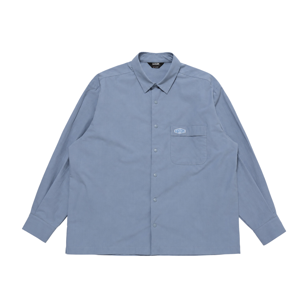 Snap Button Typewriter shirt - Pale Blue