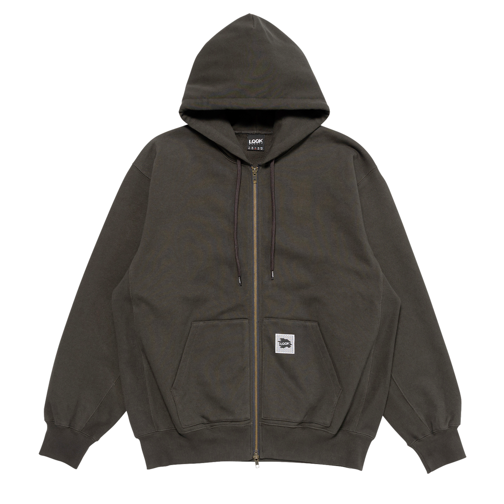 BRICK LOOP TERRY ZIP HOODIE - Washed Black