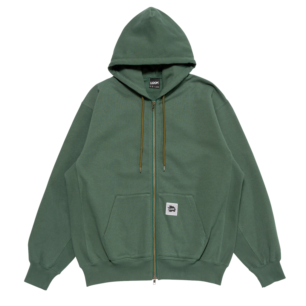 BRICK LOOP TERRY ZIP HOODIE - Green