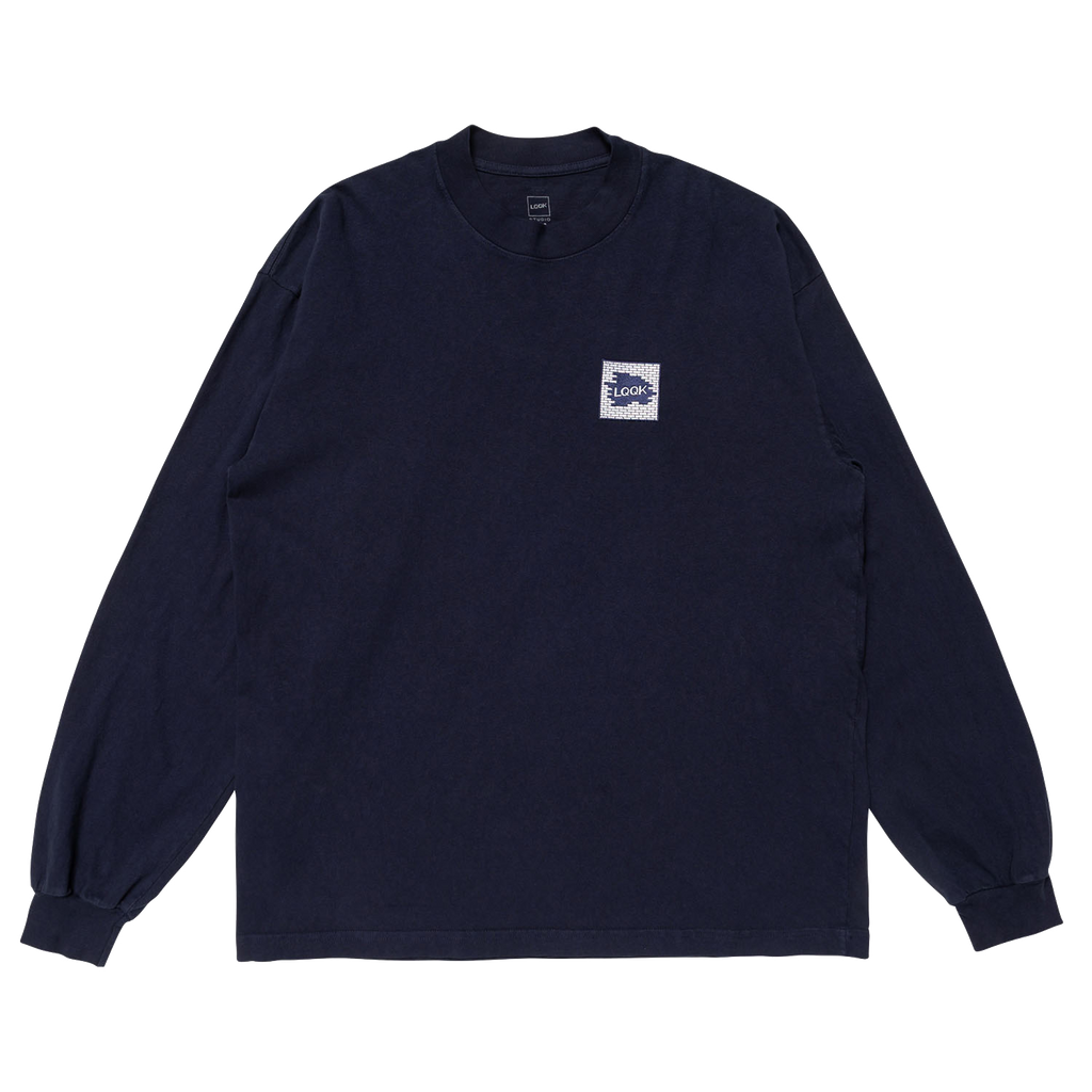 HEAVYWEIGHT LS EMBROIDERED TEE - Navy