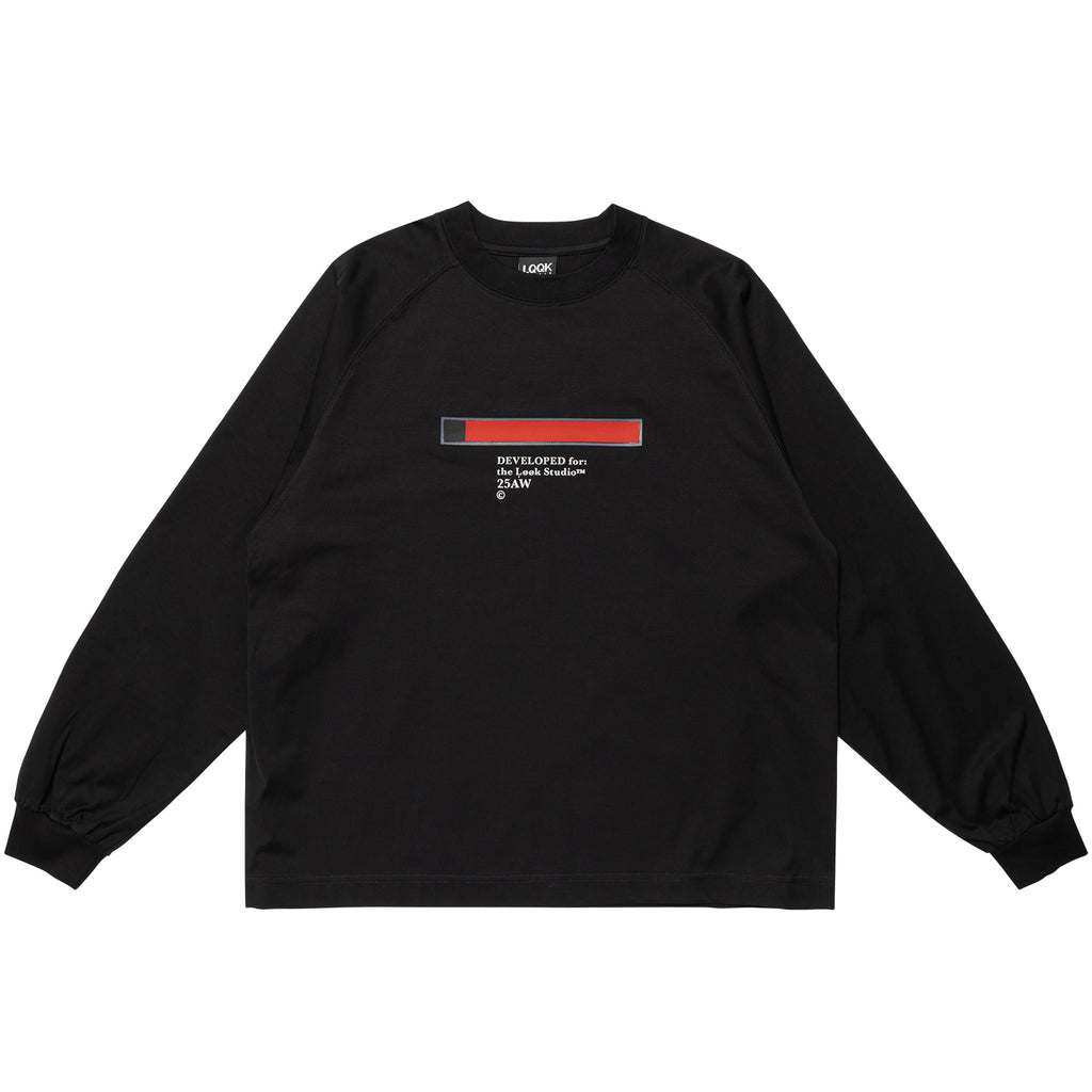 RED STRIPE RAGLAN LONG-SLEEVE - Black