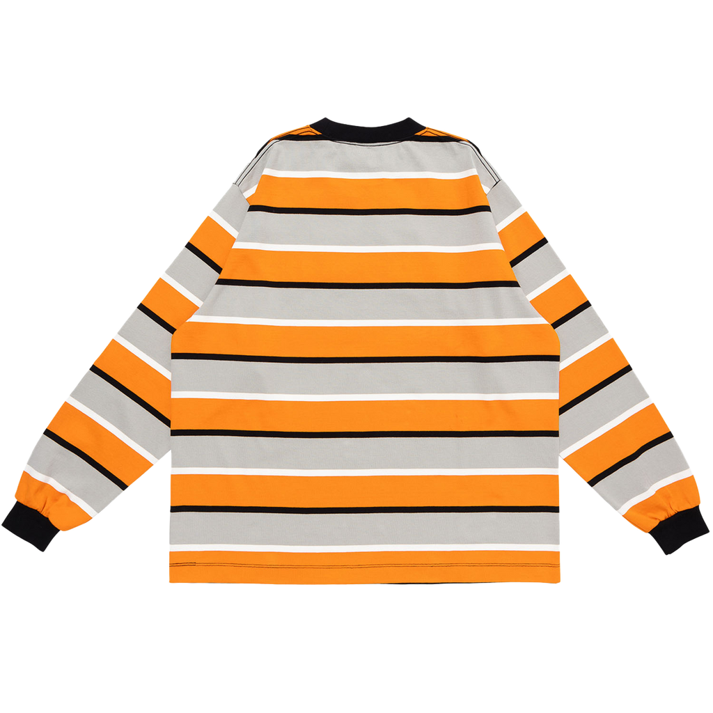 Striped Rugby Weight Long Sleeve (Orange/Grey)