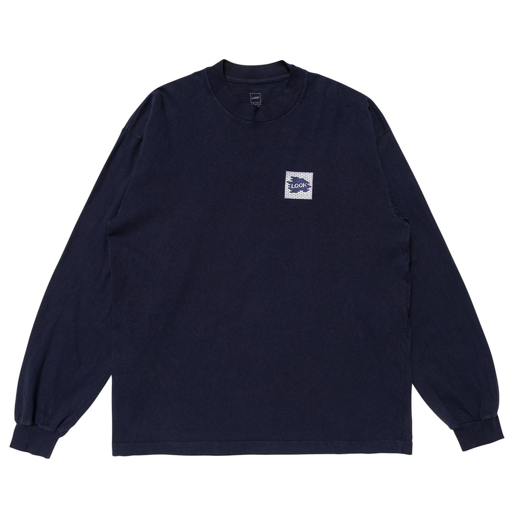 HEAVYWEIGHT LS EMBROIDERED TEE - Navy