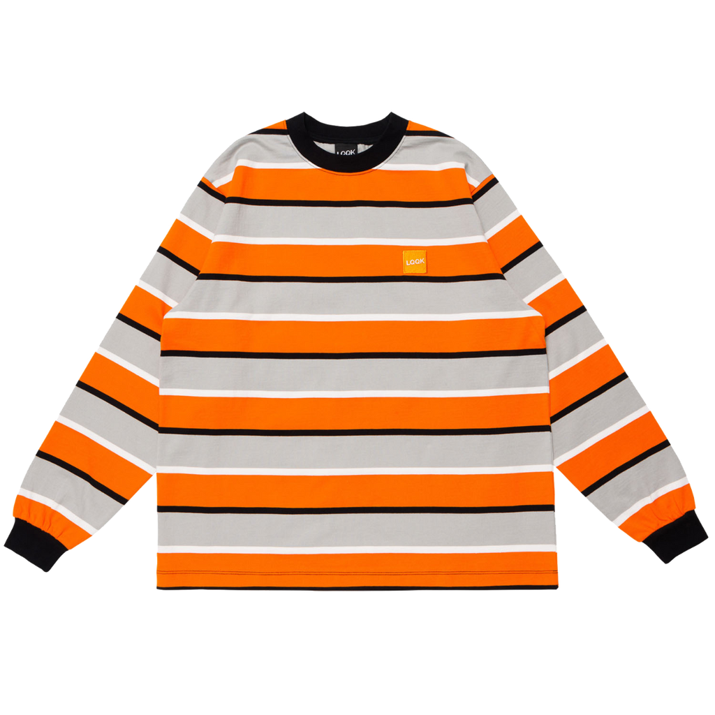 Striped Rugby Weight Long Sleeve (Orange/Grey)