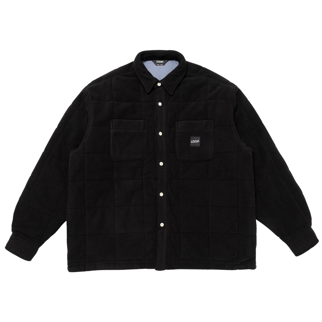 Quilted Button Down - BLACK